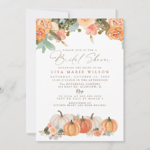 Invitación Ducha de Novia Otoño Calabazas de Cactus Naranja R
