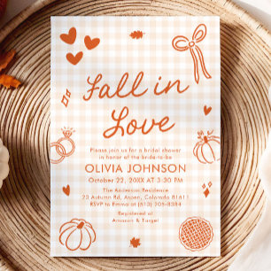 Invitación Ducha de Novia Otoño de Amor Dibujada a Mano Naran