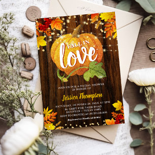 Invitación Ducha de Novia Otoño en Amor Calabaza Brillante Rú