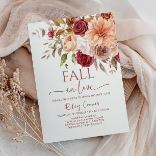 Invitación Ducha de Novia Otoño Flores Marsala