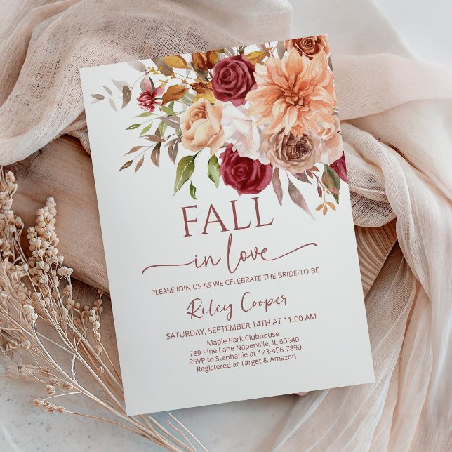 Invitación Ducha de Novia Otoño Flores Marsala (Subido por el creador)
