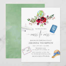 Invitación Ducha de Novia Otoño Viajes De Señorita a Señora