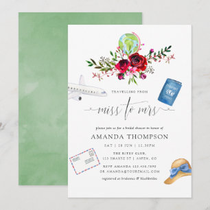 Invitación Ducha de Novia Otoño Viajes De Señorita a Señora