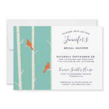 Ducha de Novia Pájaros Naranjas en Abedul