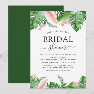 Invitación Ducha de novia Palm tropical acuarela floral