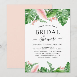 Invitación Ducha de novia Palm tropical acuarela floral