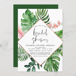 Invitación Ducha de novia Palm Tropical Watercolor Geométrico