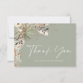 Invitación Ducha de novia pampas moderno sabio verde gracias