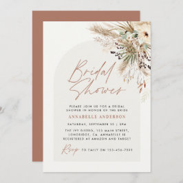 Invitación Ducha de novia pampas pasto moderno boho elegante 