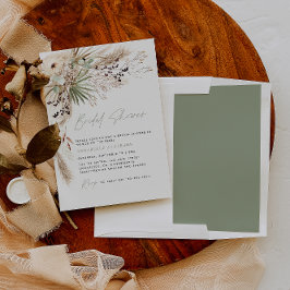 Invitación Ducha de novia pampas pasto moderno boho elegante