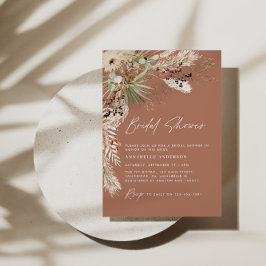 Invitación Ducha de novia pampas pasto moderno boho elegante