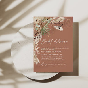 Invitación Ducha de novia pampas pasto moderno boho elegante