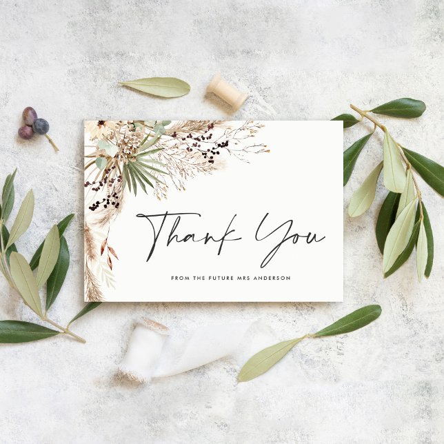 Invitación Ducha de novia pampas pasto moderno boho elegante (Subido por el creador)