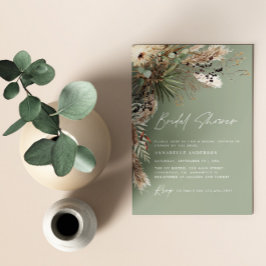 Invitación Ducha de novia pampas pasto moderno boho elegante 