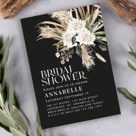 Invitación Ducha de novia pampas pasto moderno negro violento