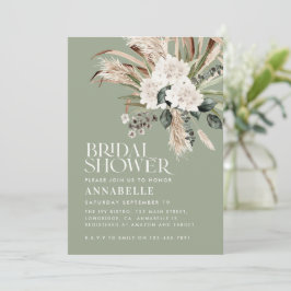 Invitación Ducha de novia pampas pasto sage moderno invito ve