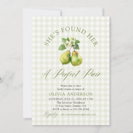 Invitación Ducha de Novia Par Perfecto de Gingham Verde Moder