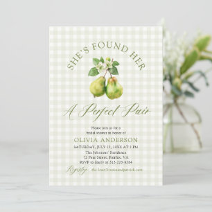 Invitación Ducha de Novia Par Perfecto de Gingham Verde Moder