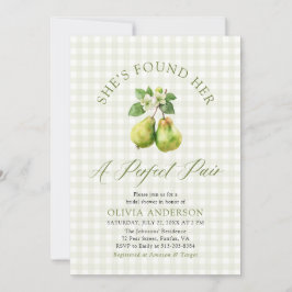 Invitación Ducha de Novia Par Perfecto de Gingham Verde Moder