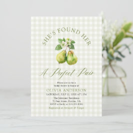 Invitación Ducha de Novia Par Perfecto de Gingham Verde Moder