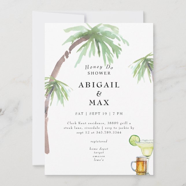 Invitación Ducha de Novia para Parejas Honey Do (Anverso)