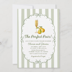 Invitación Ducha de Novia Pareja Perfecta Verde Salvia Pera