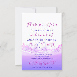 Invitación Ducha de novia Pasteles de ola rosa Ombre tropical