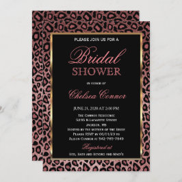 Invitación Ducha de novia - Patrón de Leopardo de oro Rosa