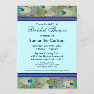 Invitación Ducha de novia pavo real azul real teal