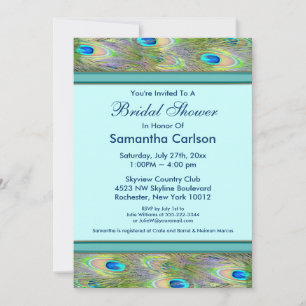 Invitación Ducha de Novia Pavo Real Azul Turquesa