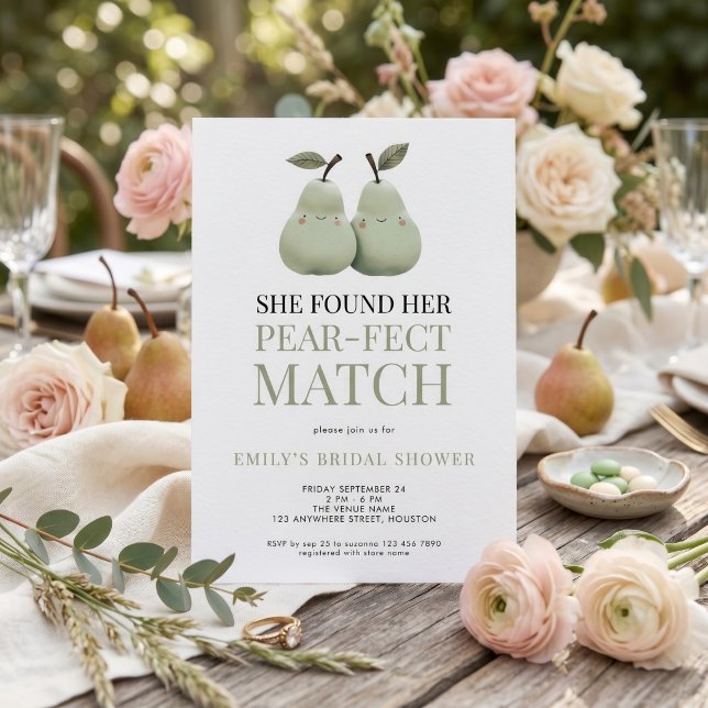 Invitación Ducha de Novia Peras de Dibujos Animados Combinaci (Subido por el creador)