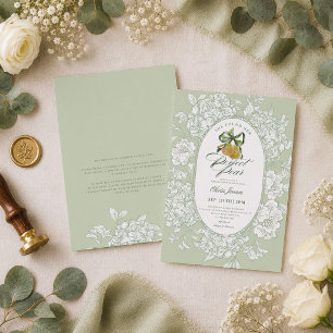 Invitación Ducha de Novia Perfect Pair Pear Floral Sage Verde