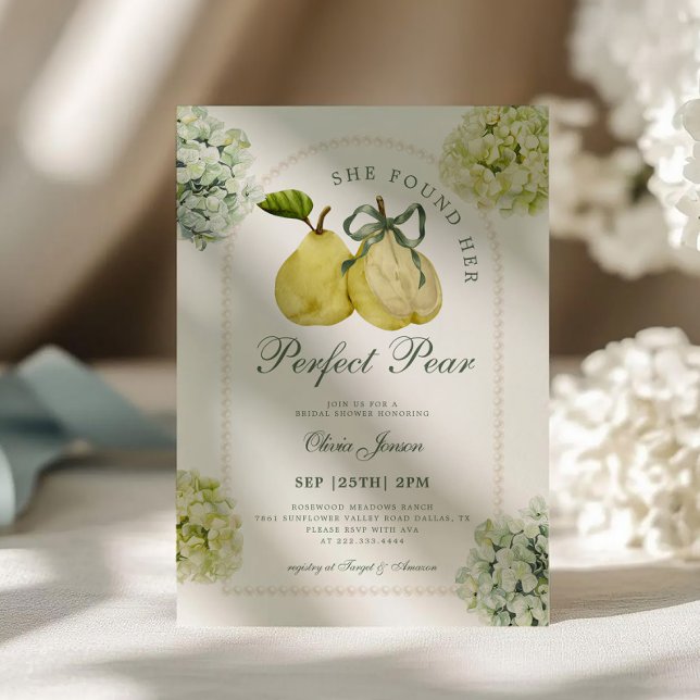Invitación Ducha de Novia Perfecta Pareja de Peras Hydrangea  (Subido por el creador)