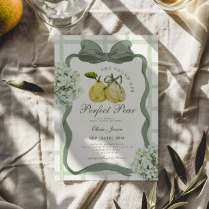 Invitación Ducha de Novia Perfecta Pareja de Peras Verde Salv