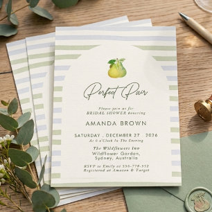 Invitación Ducha de Novia Perfecta Pareja Verde Menta Rayas L