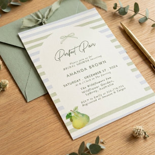 Invitación Ducha de Novia Perfecta Pareja Verde Menta Rayas L