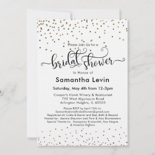 Invitación Ducha de Novia Personalizada Confeti Dorado Platea