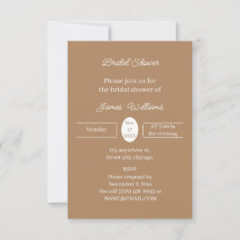 Invitación Ducha de novia personalizada simple marrón
