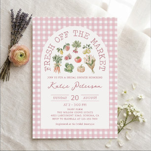 Invitación Ducha de novia Pink Gingham Fresh off the Market