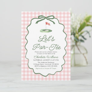 Invitación Ducha de Novia Pink Green Golf Let's Par-Tee
