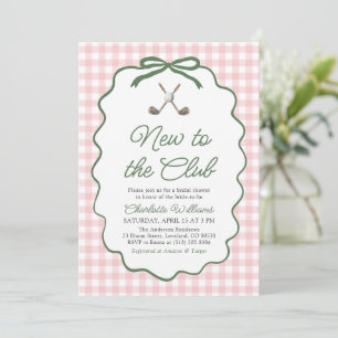 Invitación Ducha de Novia Pink Green Golf Nueva en el Club