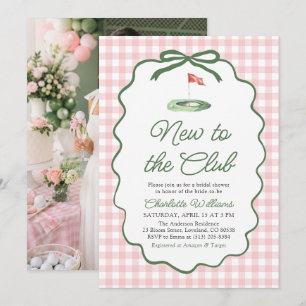 Invitación Ducha de Novia Pink Green Golf Nueva en el Club