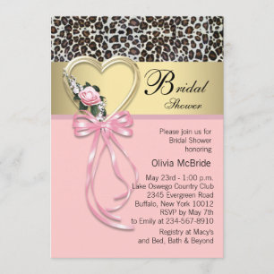 Invitación Ducha de novia Pink Leopard Black Gold Leopard
