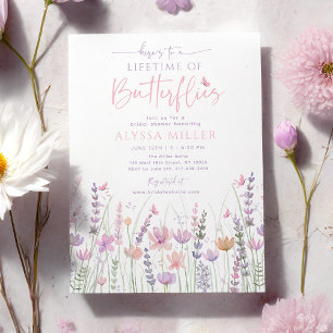 Invitación Ducha de Novia Pink Pastel Lifetime of Butterflies