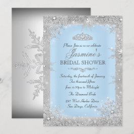 Invitación Ducha de Novia Plata Azul País de las Maravillas d