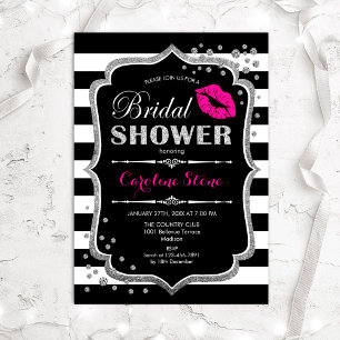 Invitación Ducha de novia - Plata rosa negro