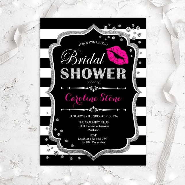 Invitación Ducha de novia - Plata rosa negro (Subido por el creador)