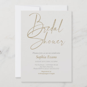 Invitación Ducha de novia platino platino de oro minimalista