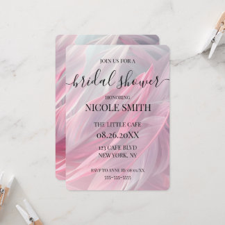 Invitación Ducha de Novia Plumas Rosadas Personalizadas