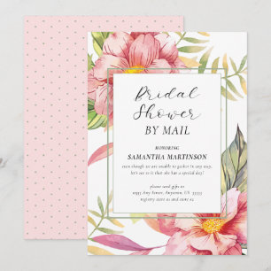 Invitación Ducha de Novia por Correo Floral Rosa Acuarela